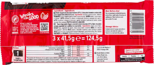 KITKAT Dark Wafer ricoperto di Cioccolato Fondente 3 Snack da 41,5g