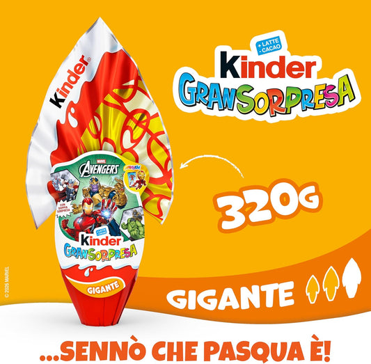 Kinder GranSorpresa Gigante Avengers 320 gr Uovo di Pasqua