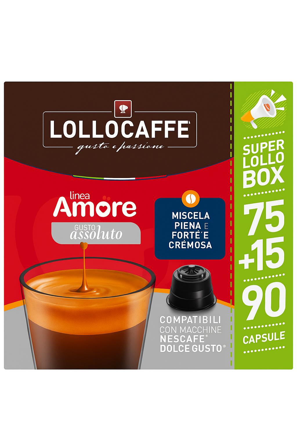 Lollo Caffè Dolce Gusto LINEA AMORE GUSTO ASSOLUTO 75 + 15 Capsule
