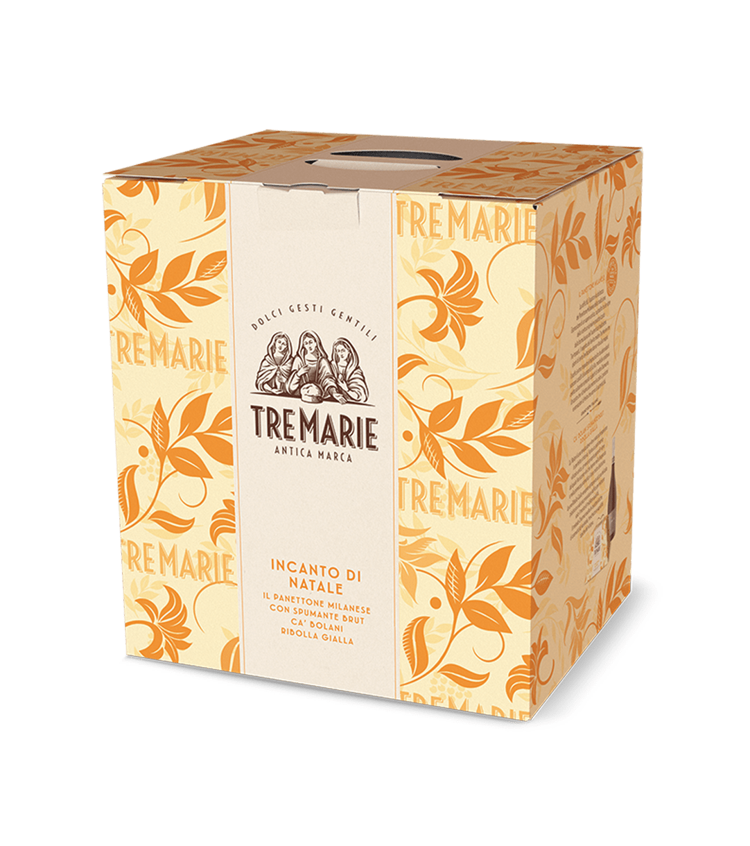 Tre Marie INCANTO DI NATALE Panettone tradizionale in astuccio e bottiglia 750 g - 750 ml