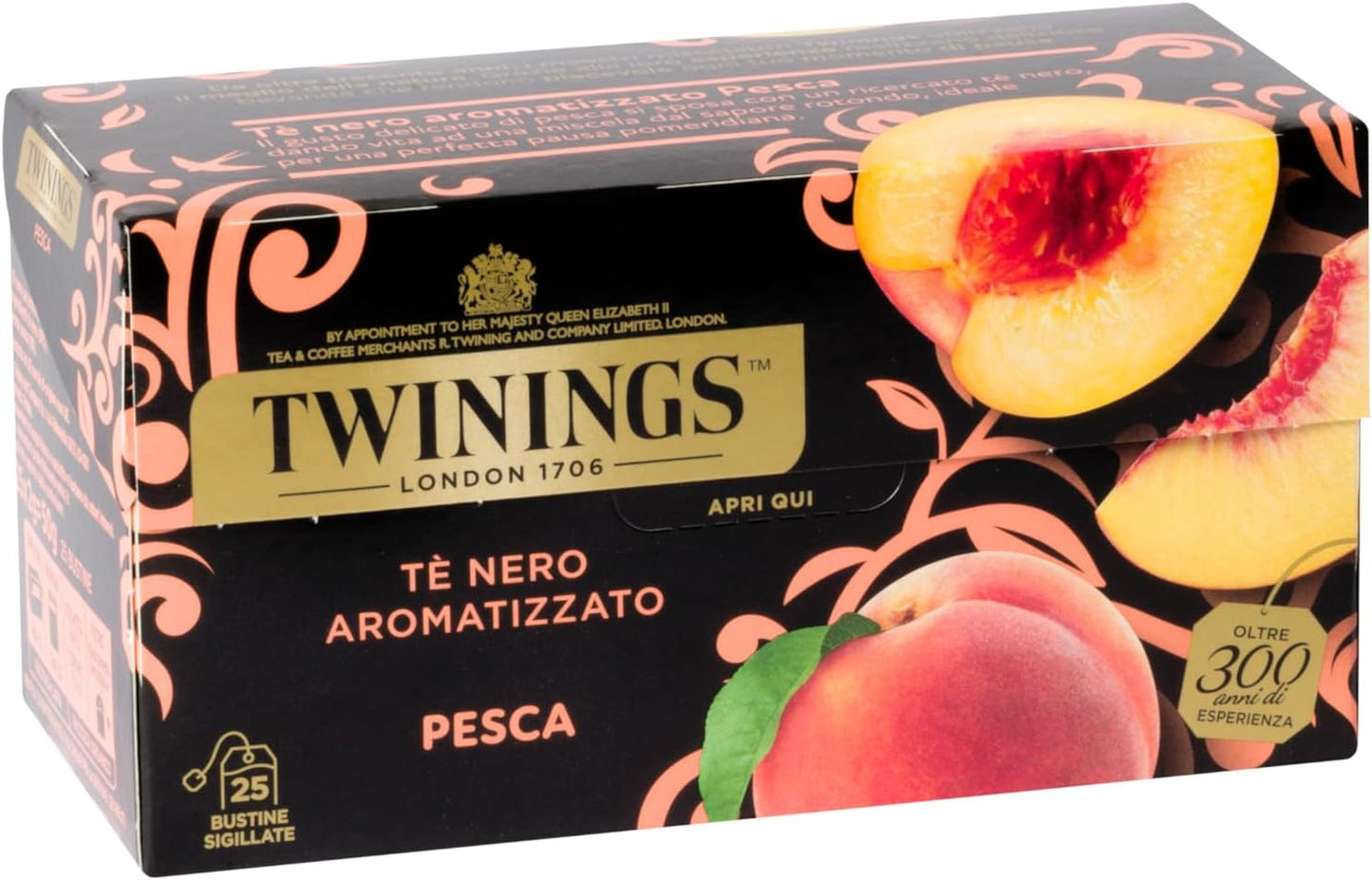Twinings Tè nero aromatizzato Pesca 25 Bustine