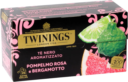 Twinings Tè nero aromatizzato Pompelmo Rosa e Bergamotto 25 Bustine