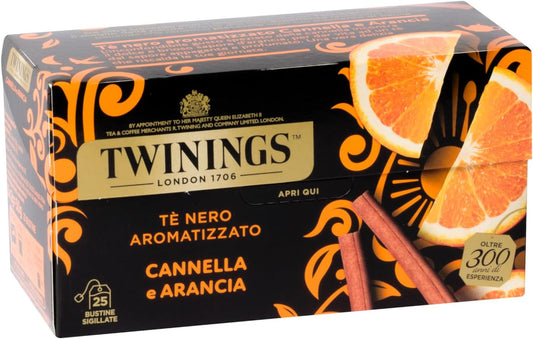 Twinings Tè nero aromatizzato Cannella e Arancia 25 Bustine