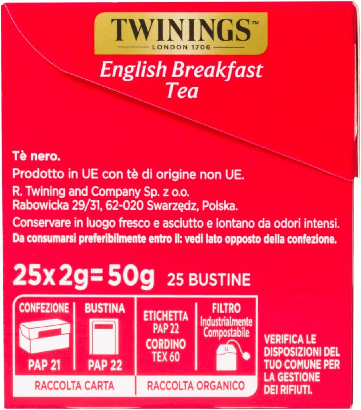 Twinings English Breakfast Tea 25 Bustine