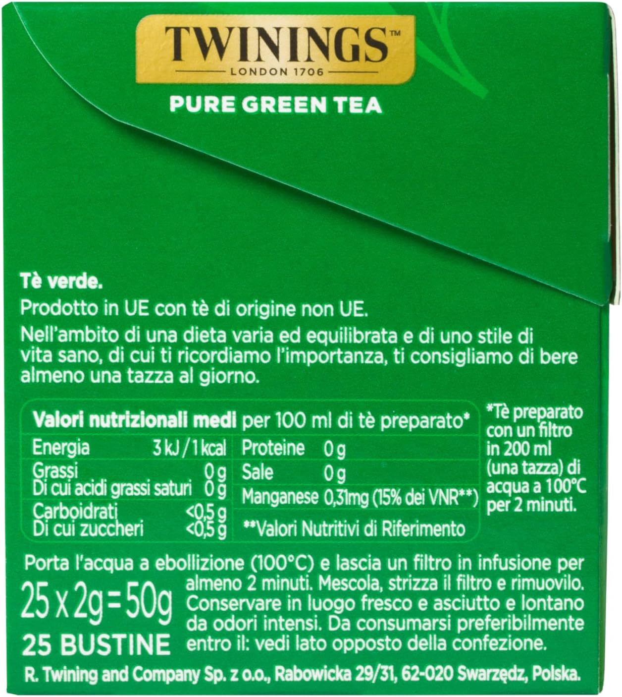 Twinings Pure Green Tea 25 Bustine