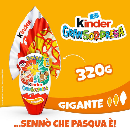 Kinder GranSorpresa Gigante Pokemon 320 gr Uovo di Pasqua