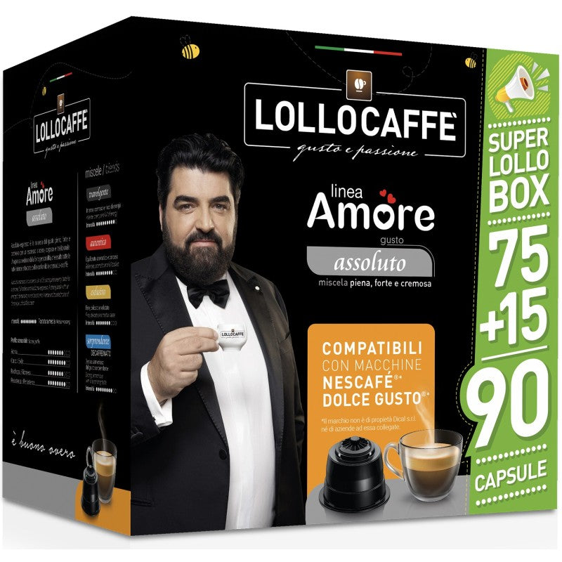 Lollo Caffè Dolce Gusto LINEA AMORE GUSTO ASSOLUTO 75 + 15 Capsule