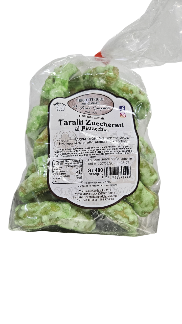 Taralli Zuccherati al Pistacchio 400 Gr.
