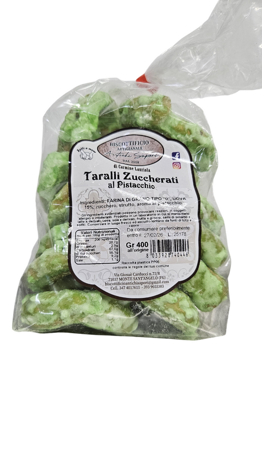 Taralli Zuccherati al Pistacchio 400 Gr.