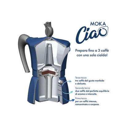 MokaCiao Caffè Borbone BICOLORE Blu + 30 cialde e 4 bicchierini di vetro in omaggio