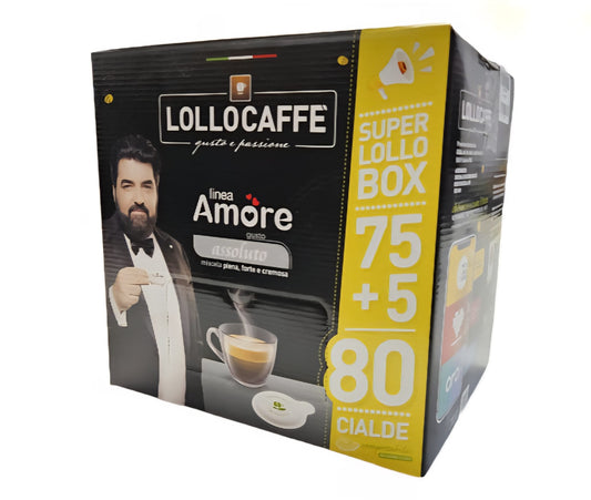 Lollo Caffè Cialde LINEA AMORE GUSTO ASSOLUTO 75 + 5 Cialde