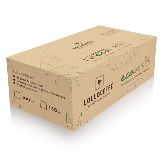 Kit Eco da 100 Pezzi: zucchero extrafine, bicchieri in carta + palettine in legno