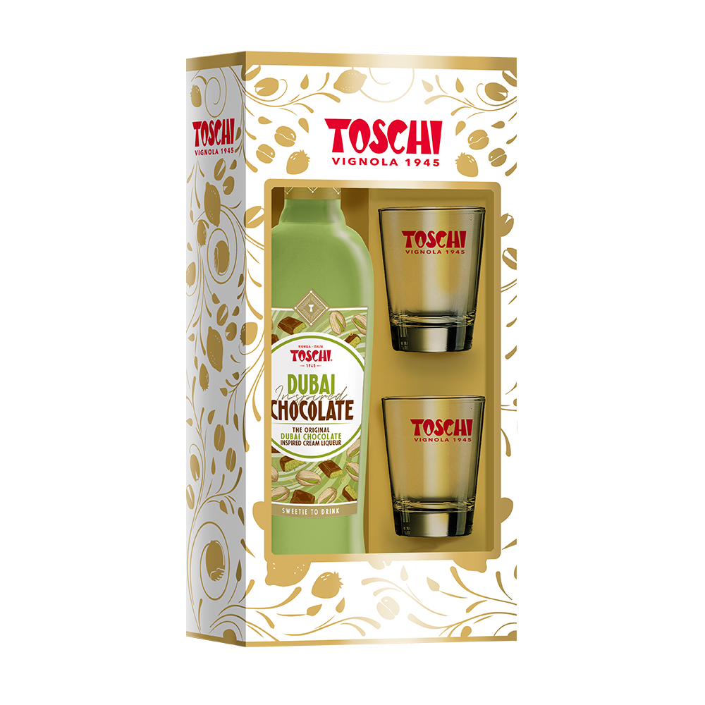 Toschi Crema di Dubai Chocolate 500 ml con 2 bicchierini