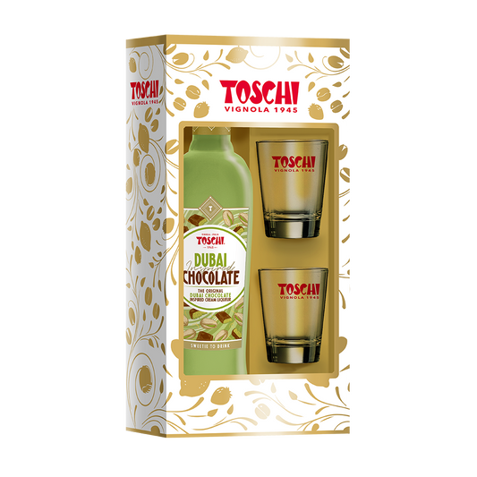 Toschi Crema di Dubai Chocolate 500 ml con 2 bicchierini