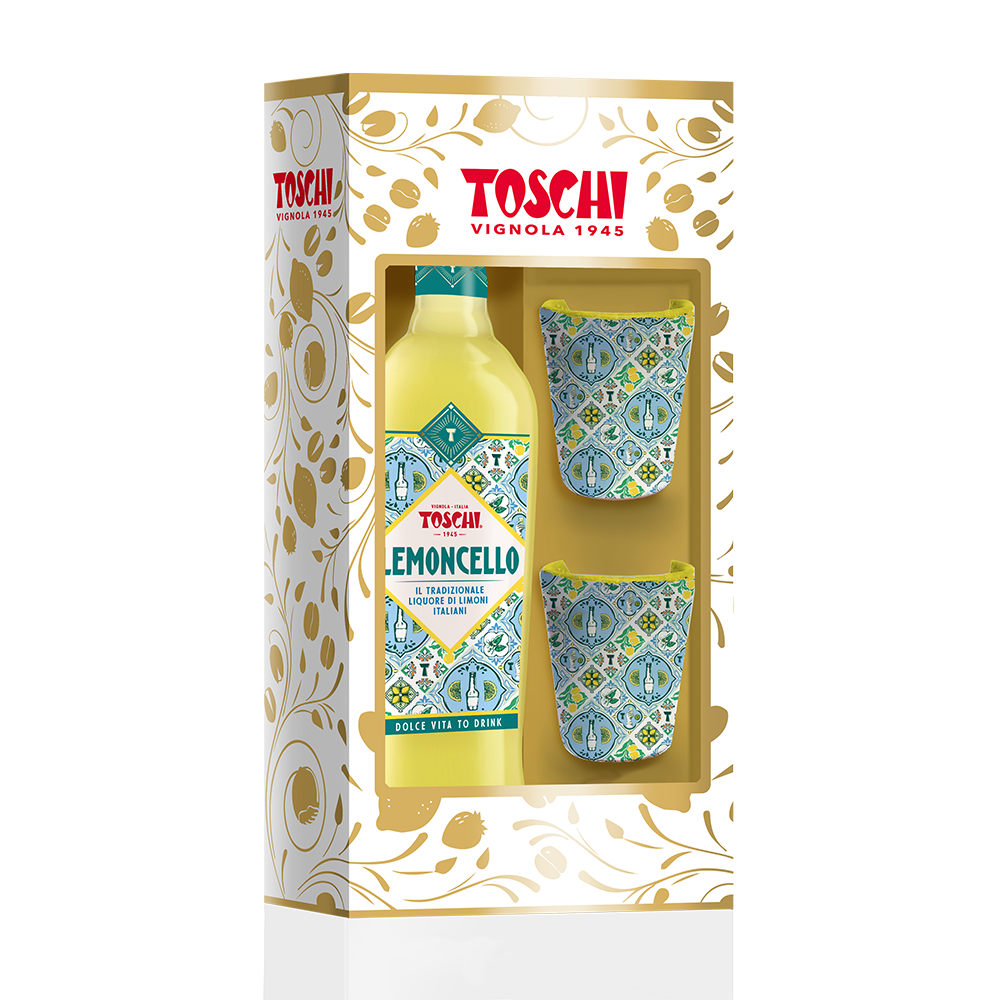 Toschi Lemoncello 500 ml con 2 bicchierini in ceramica